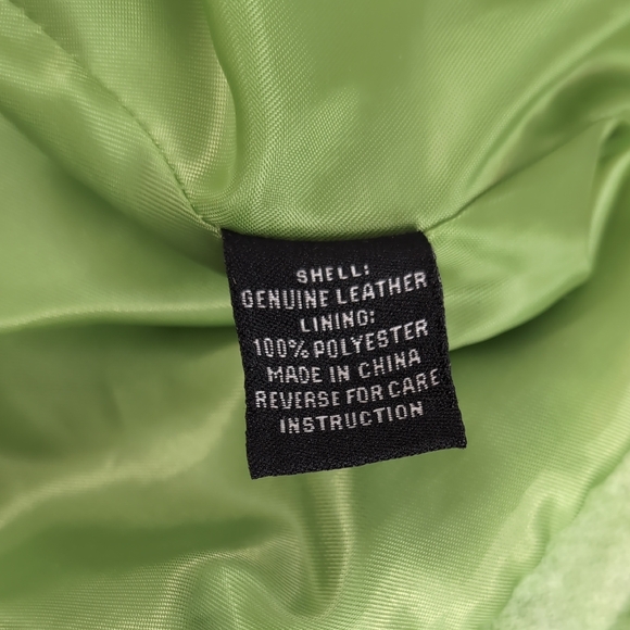 Vintage Women's Passports Lime Green Quilted Leather Suede Jacket 14 - Picture 8 of 16